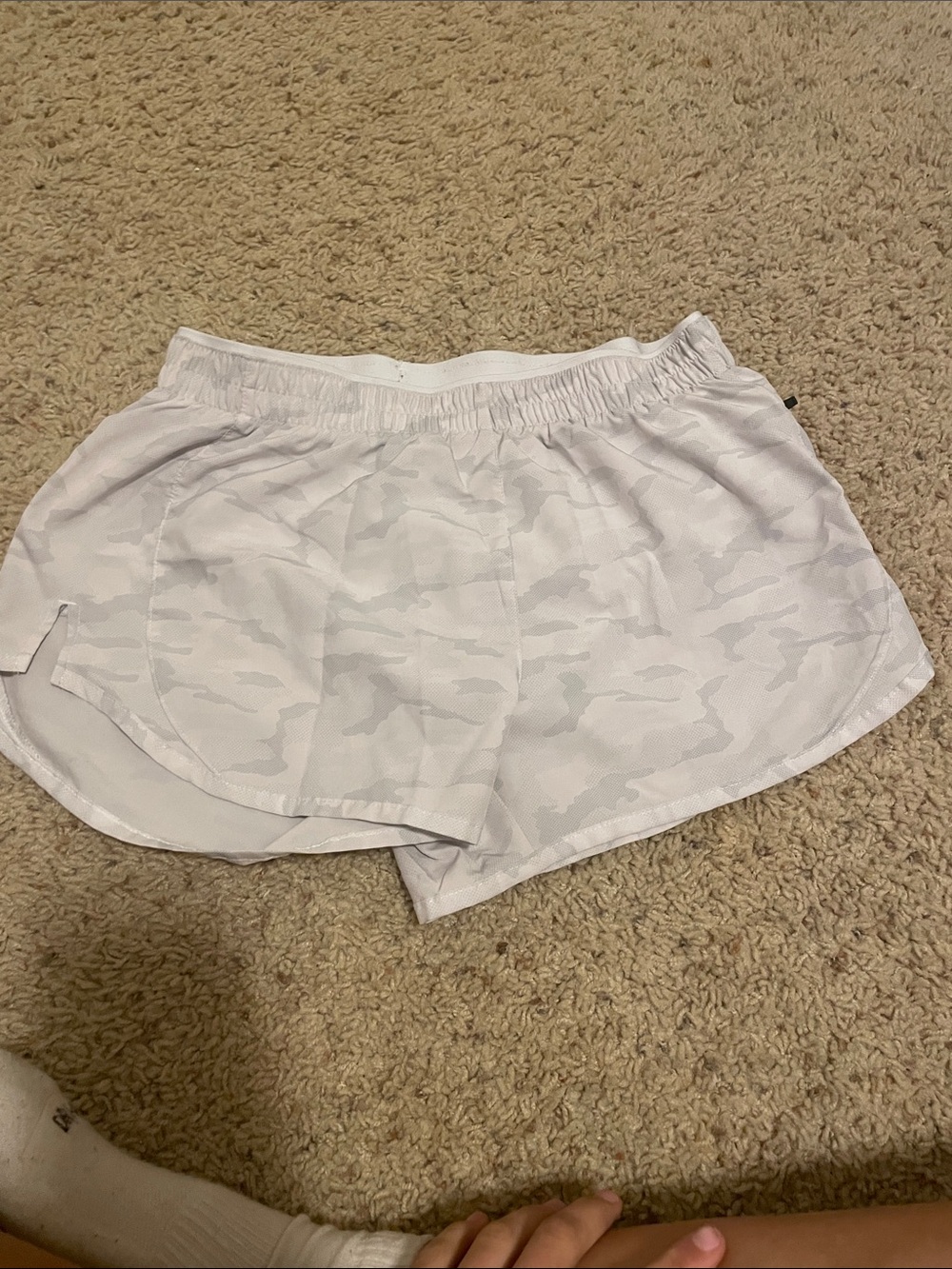 Asics White Light Gray Camo Women's Athletic Shorts